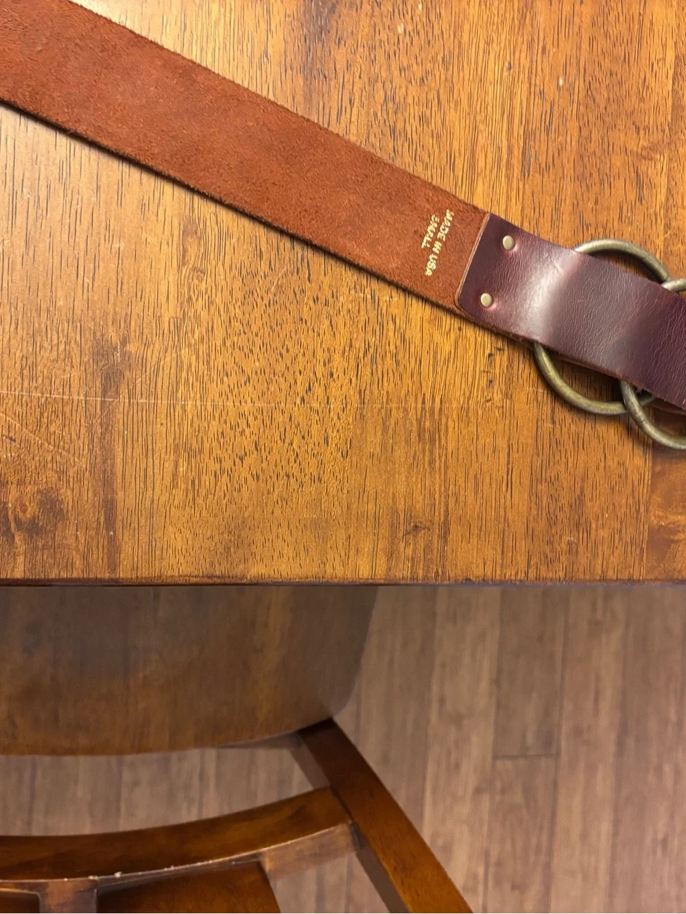 Kim White Women's Brown Leather Belt with Triple Ring Buckle stylish belt